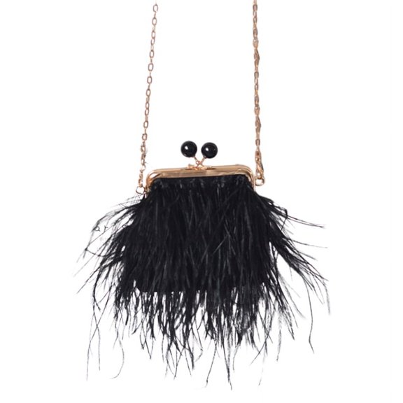 AOOOWER Evening Bag Plush Clutch Purse Handbag with Detachable Chain Mini Crossbody Purse Bag Wedding Bag for Party Prom