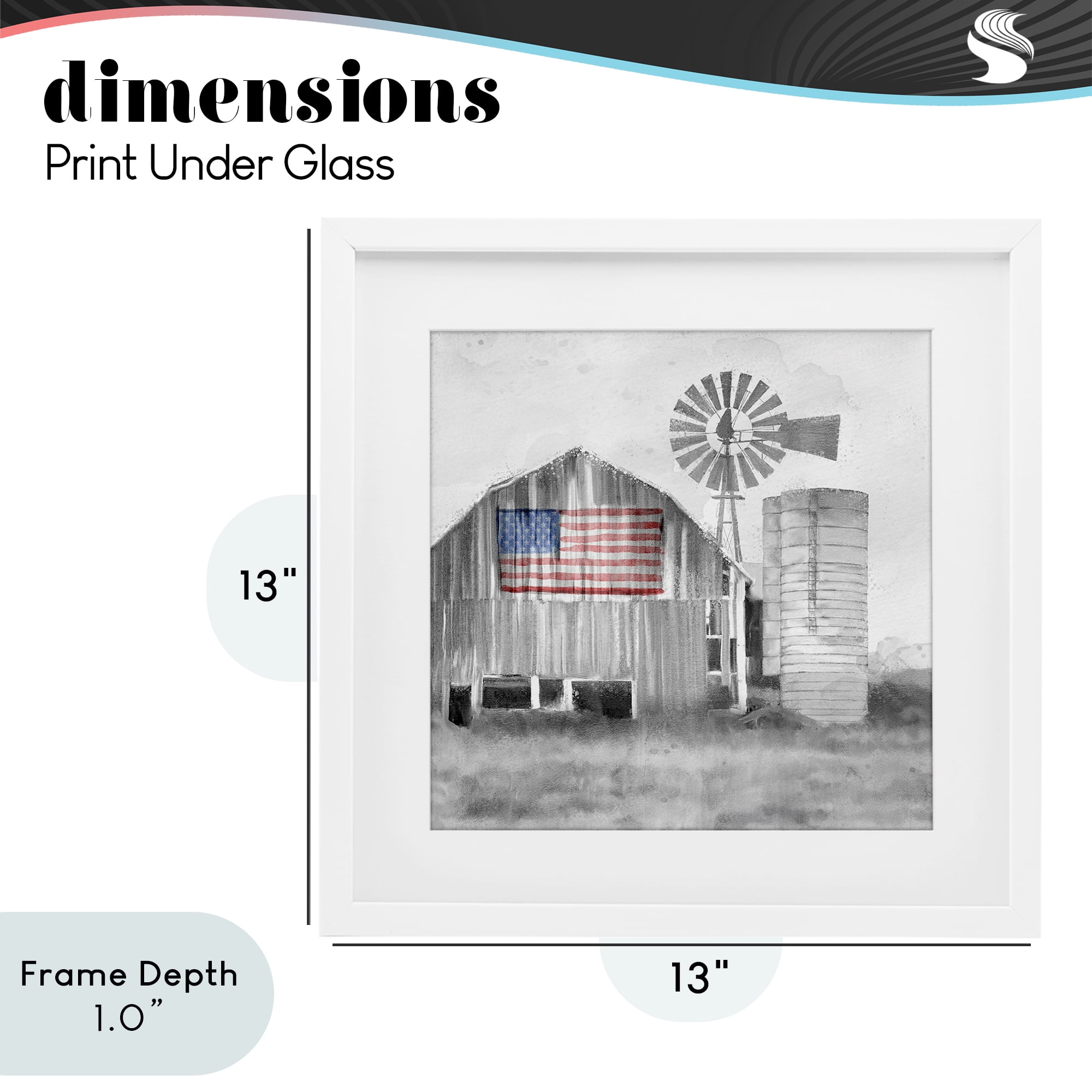 Stupell Industries Grandfather's Barn with Flag White Framed Print Under Glass, design by Kim Allen