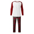 thumbnail image 5 of Soft Pajama Set Men Pullover Long Sleeve Lounge Sets Autumn Winter Raglan Sleeve Top Plaid Print Trousers Two Piece Home Suit Sleepwear 2 Piece Pants Pjs Set Red S, 5 of 5