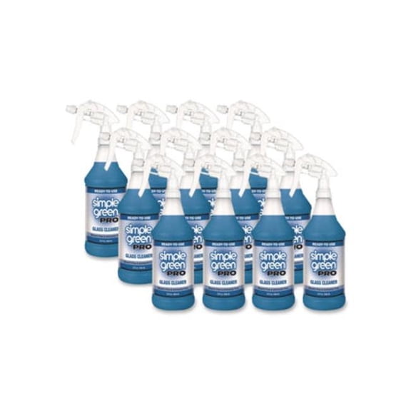 Simple Green SMP1101032 32 oz Pro Glass Cleaner Ready-To-Use Spray Bottle - Pack of 12