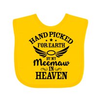 Inktastic Handpicked for Earth by My Meemaw in Heaven with Angel Wings Boys or Girls Baby Bib