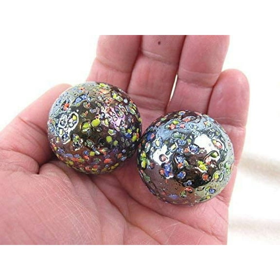 Set of 2 Glitter Bomb 35mm Boulder Confetti/Sparkle Shooter Marbles