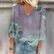 thumbnail image 2 of Blusa de Manga Corta Mujeres Cuello en V de Verano Impreso, Top Regular Casual Sexy para el Hogar Y el Uso Diario, 2 of 5