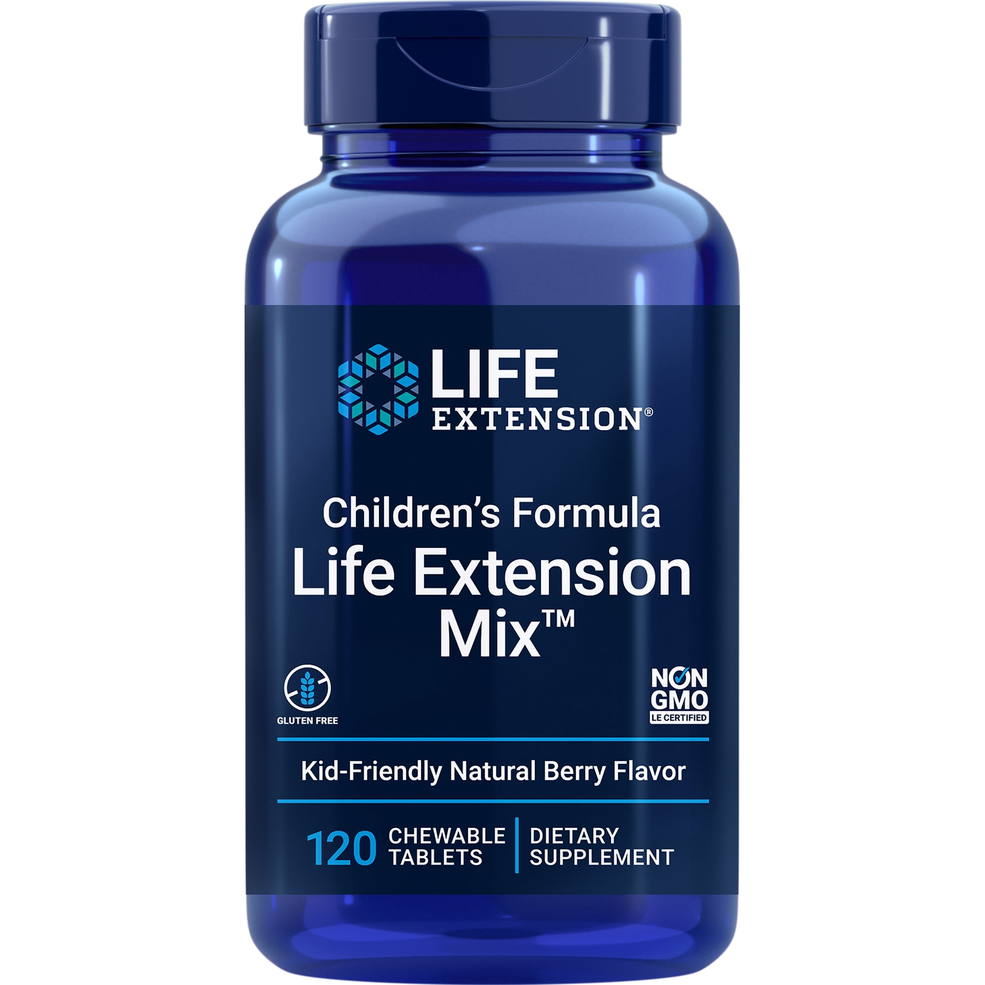 Life Extension Children's Formula Life Extension Mix, multivitamin for kids, 18 essential vitamins and minerals, berry flavored with no added sucrose, gluten-free, non-GMO, 120 chewable tablets
