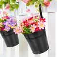 thumbnail image 2 of Hanging Flower Pots for Outdoor Indoor,Railing Planter with Removable Hooks,8 Pack Metal Buckets Hanging Plant Pots Wall Fence Home Decor,Drainage Holes -5''Diameter (Black), 2 of 6