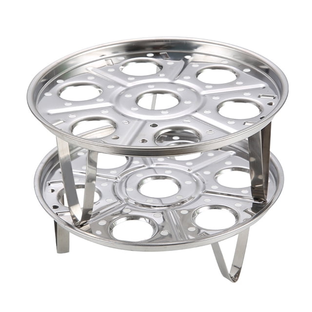 FRCOLOR steam rack 2pcs Stainless Steel Steamed Egg Racks Single Layer Portable Egg Holder Stand Kitchen Gadget (Rack Feet 8cm),7.09"X7.09"X3.15"
