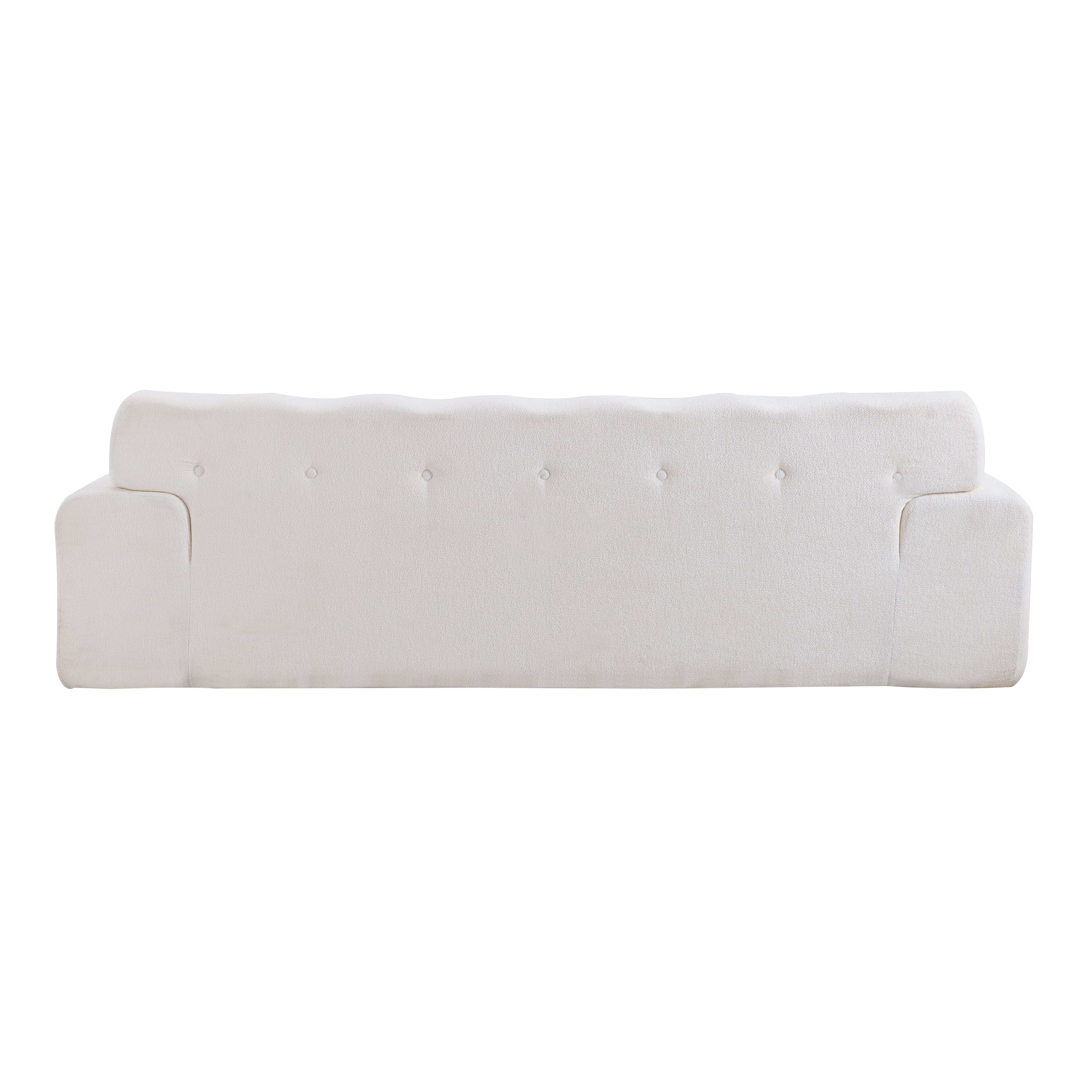3-Seater Sofa, Cloud Couch, Button Tufted Upholstered Sofa with High-Density Foam, No Assembly Required Compression Sofa for Living Room or Apartment in White (Snow White)