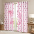 thumbnail image 2 of Homewish Kawaii Letter B Black Out Curtains for Kids, Princess Pink Bowknot Curtains Pack of 2 (42x63 Each), Cute Cartoon Ribbon Bedroom Curtains, Blackout Curtains Room Decor, 2 of 6