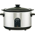 West Bend 85156 6Quart Round Crockery Slow Cooker, Stainless Steel