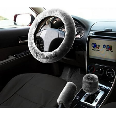 Zento Deals Non-slip Car Steering Wheel Handbrake Gear Shift Plush Cover -