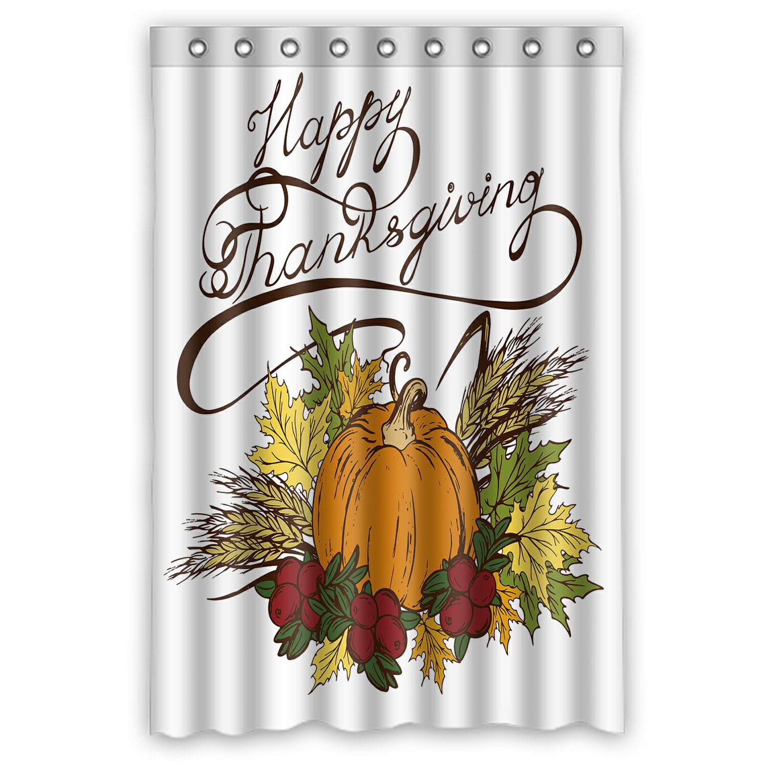 Harvest Festival Happy Thanksgiving Day Shower Curtain Liner Waterproof Fabric 