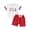 Red, variant on Musuos 4th of July Toddler Boy Summer Outfits, 6 12 18 24M 3Y Round Neck Short Sleeve Letter Print Tops + Elastic Waist Shorts Set
