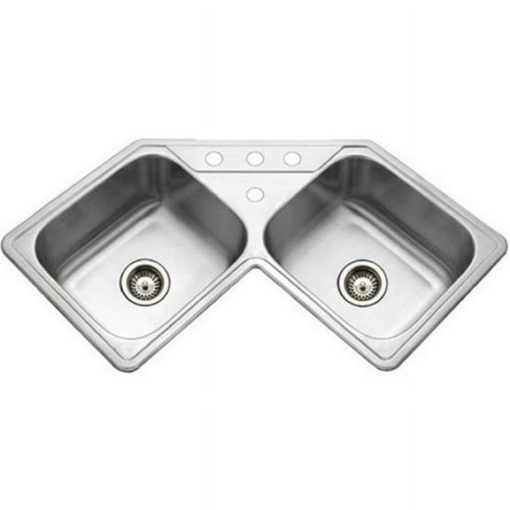 Legend Series Topmount Stainless Steel 4 Hole Corner Bowl Kitchen Sink