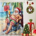thumbnail image 5 of Shower Curtain 72"W x 96"L Merry Christmas Nude Santa Claus Basking Ocean Beach Fabric Shower Curtains Set with Hooks Water Repellent Bathroom Curtains Machine Washable Bathroom Accessories, 5 of 9