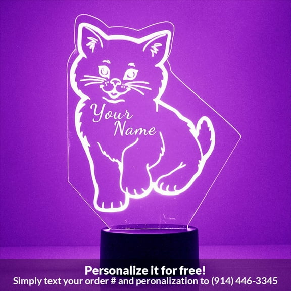 Mirror Magic Store Kitten Color Changing Personalized LED Light with Remote Control