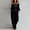 Black, variant on Morttic Women's 2 Piece Bohemian Solid Color Off Shoulder Seven Sleeve Top & Wide Leg Pants Set – Side Pocket Pink，L