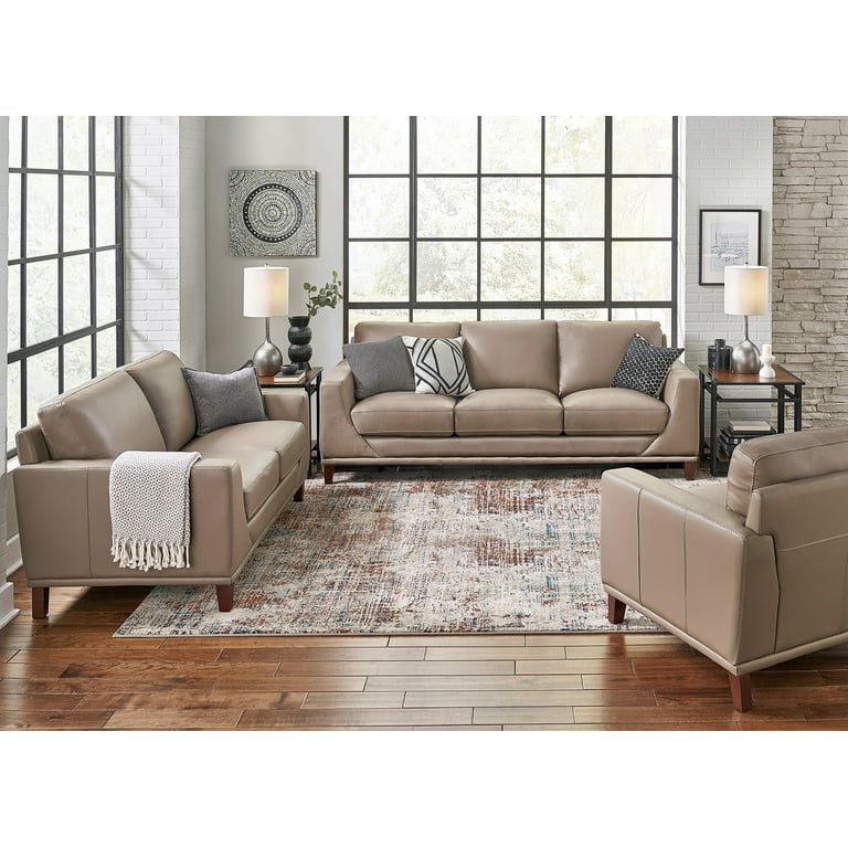 Taupe Leather Sofa And Loveseat Baci Living Room