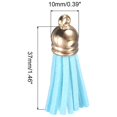 thumbnail image 2 of Uxcell 50 Pack Leather Tassel Keychain Charm Bulk with Cap for DIY, Sky Blue, 2 of 6