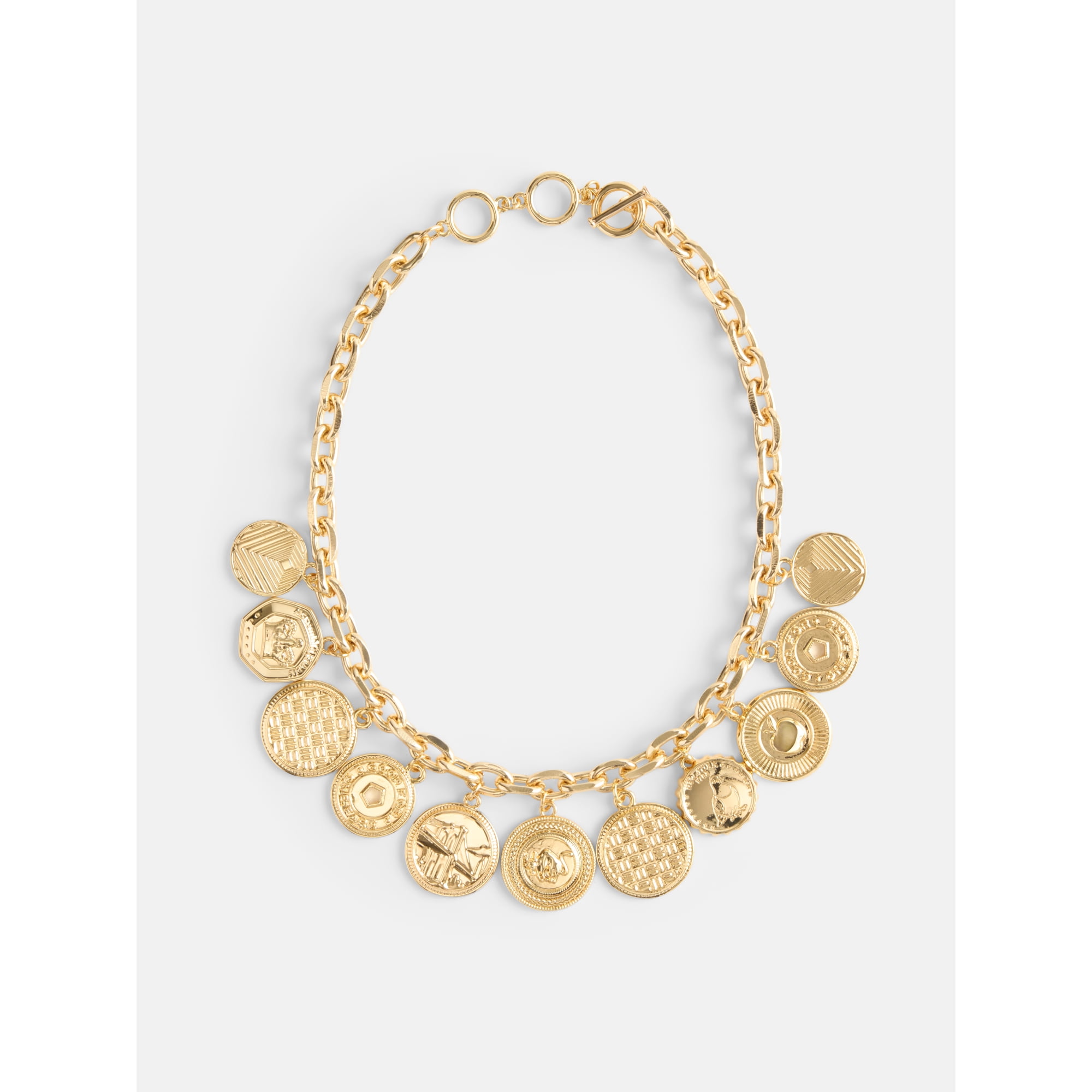 Free Assembly Women's NYC Coin Charm Toggle Necklace, Goldtone