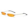 thumbnail image 1 of Slim Rimless Rectangular Sunglasses Vintage Slender Clear Glasses Spring Hinge, 1 of 5