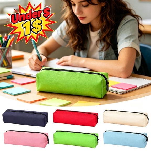 Pink Canvas Zippered Pencil Case, Portable Stationery Pouch, Durable Lightweight Pen Bag for Office & Home Supplies Organization, Minimalist Simple Design