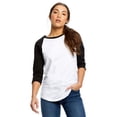 thumbnail image 2 of US Blanks US600 Womens 3/4 Sleeve Baseball Raglan-White/Black-M, 2 of 2