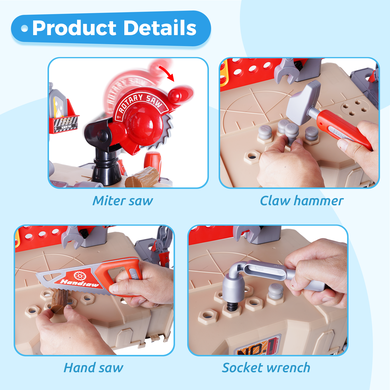Cmdoag Kids Tool Set Bench with Electric Drill photo 5