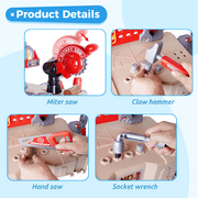 Kids Tool Set Bench, Toddler Tool Set Workbench with Realistic Tools and Electric Drill, STEM Pretend Play Learning Gift Toy for Kids Boys & Girls