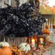 thumbnail image 5 of Flores artificiales violetas negras con hojas: Plantas artificiales de decoración gótica de Halloween para casas embrujadas,hogares,fiestas o festividades, 5 of 5