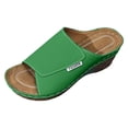 thumbnail image 6 of Wedge Sandals for Women Fashion Splice Leather Open Toe Platform Slip on Mules Summer Casual Lightweight Slides Green Size 9.5, 6 of 6