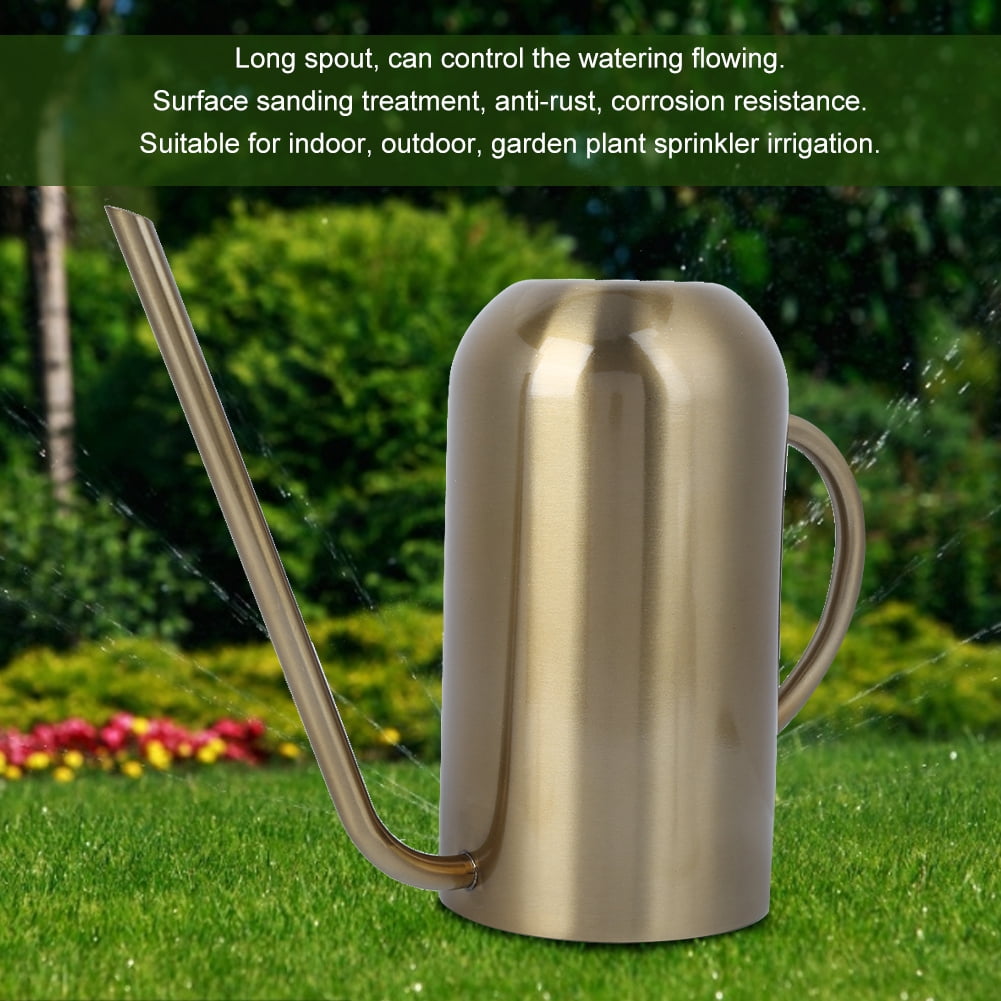 Suodoka 1.5L Gold Stainless Steel Watering Can with Long Spout (1.5 Liters / 50.7 oz) Elegant Garden Watering Pot for Indoor Outdoor Plants Home Irrigation Tool