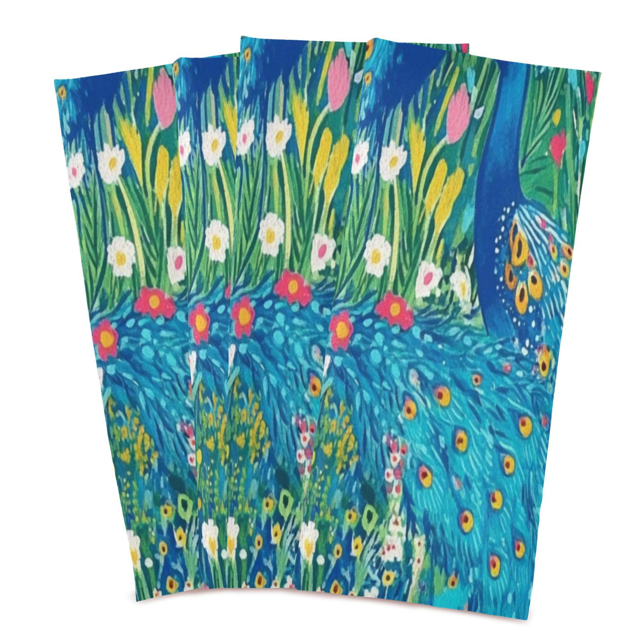 Regal Peacocks Kitchen Towels 6-Piece Pack Tea Towels for Kitchen Decorative Waffle Design 28x18in
