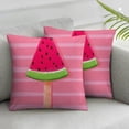 thumbnail image 3 of nygtbtfer Throw Pillow Covers Decorative Summer Fruits Theme Pink Cartoon Watermelon Square Cushion Cover Throw Pillow Case for Home Live Room (Pink Cartoon Watermelon) White, 3 of 7
