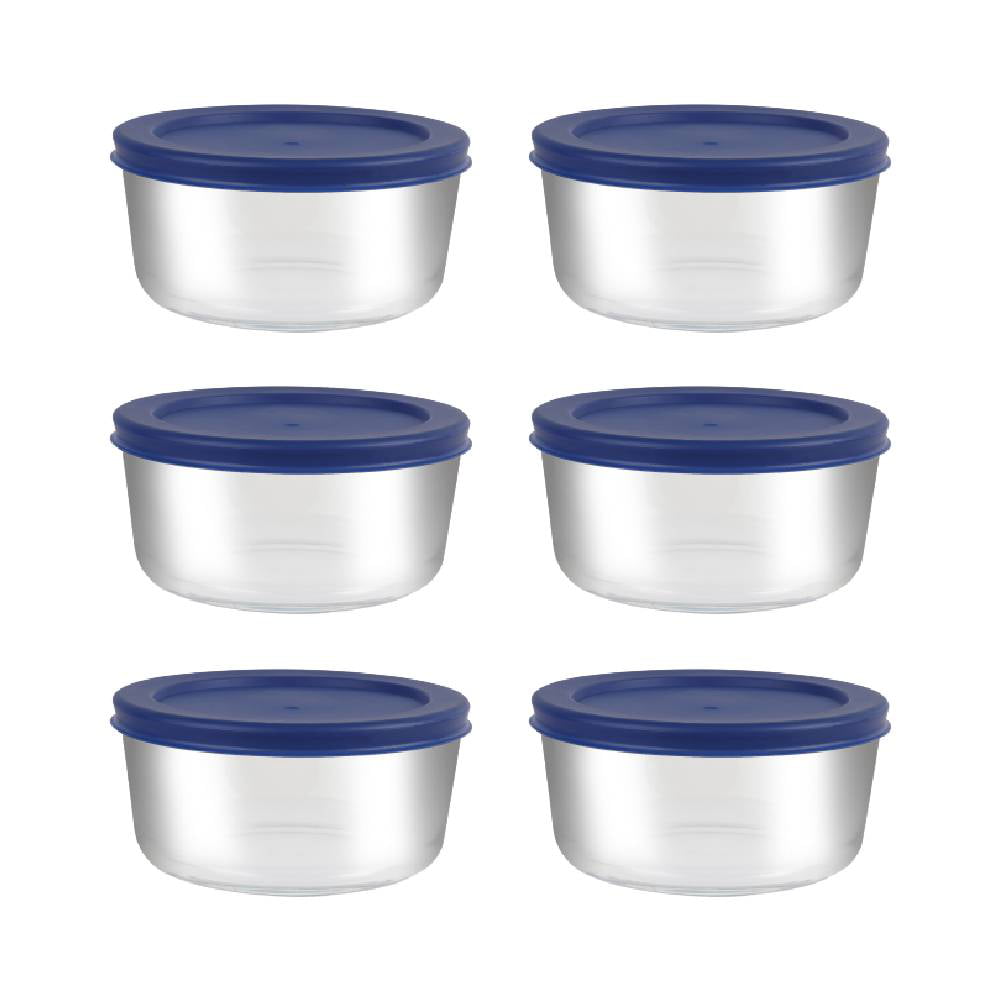 Glass Bowl Dish Round Food Storage Container 2 Cup Freezer Oven ...