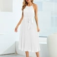 thumbnail image 4 of Birdeem Robe d'Été Décontractée pour Femme à Col Licou Sans Manches avec Ceinture, Évasée Plissée, Robes de Plage, 4 of 6
