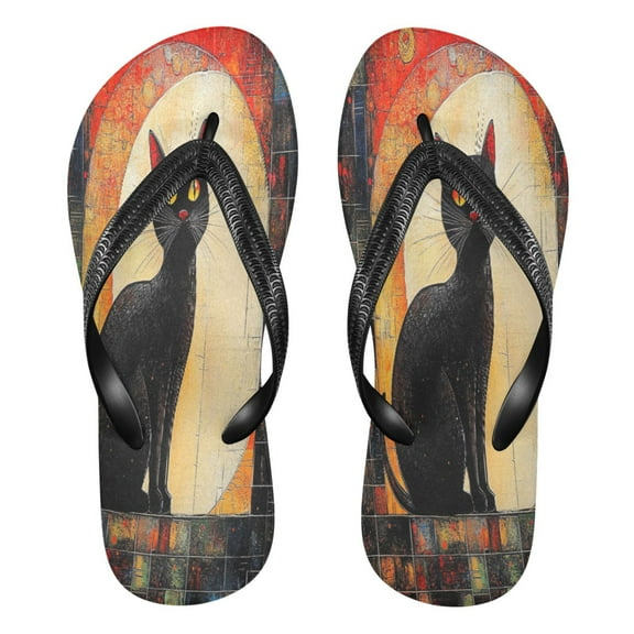 YAZAOOSummer Flip Flops Creatively Ethereal Midnight Guardian Simple Beach Sandals
