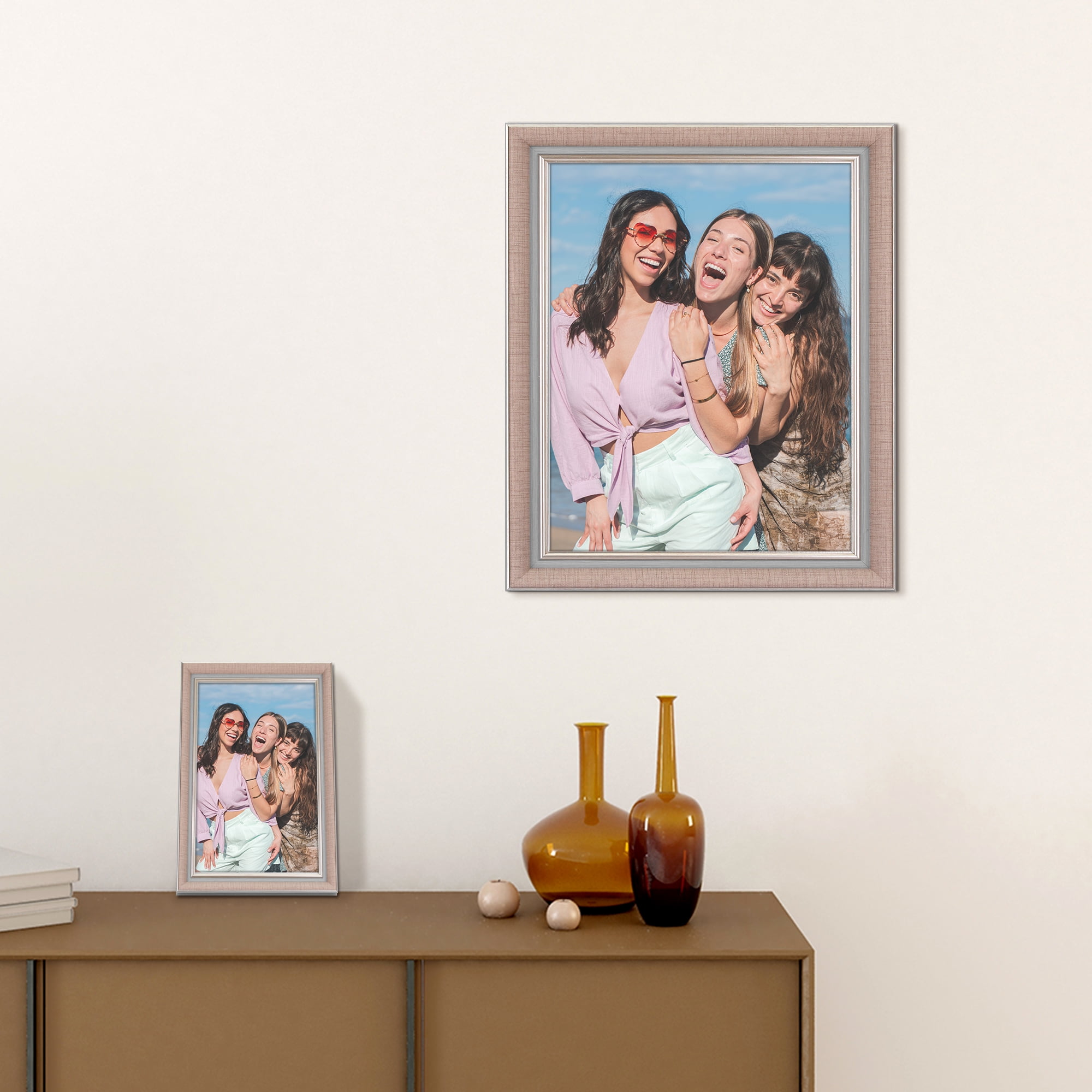 Unique Bargains Picture Frame for Tabletop Wall Hanging Art Photo Frame Grey 5x7