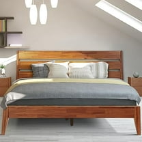 Acacia Emery Solid Wood Bed Frame With headboard King Caramel