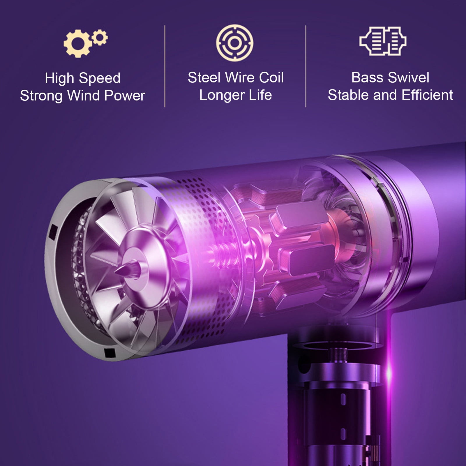 Plasma Ion Hair Dryer with Diffuser for Curly Hair Professional High Speed Blow Dryer with Plasma Ion 800W Foldable Travel Hairdryer Fast Drying for Women Men (Purple)
