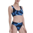thumbnail image 2 of Daiia Blue Lightning printed 2 piece Swimsuit Bikinis for Women High Waisted Racerback Bathing Suits Summer Tummy Control Scoop Neck Swimwear-Large, 2 of 8