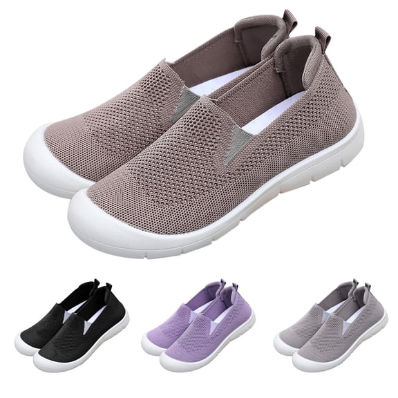 AUDeals Women's Slip On Tennis Shoes, Knit Dress Flats with Comfortable Low Top Style for Business and Casual Wear (Khaki, 8)
