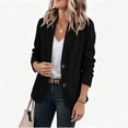 thumbnail image 5 of Hueook Blazer Business Casual Work Office Suit Jacket for Women Casual Notch Lapel Long Sleeve Button Pocket Black M, 5 of 6