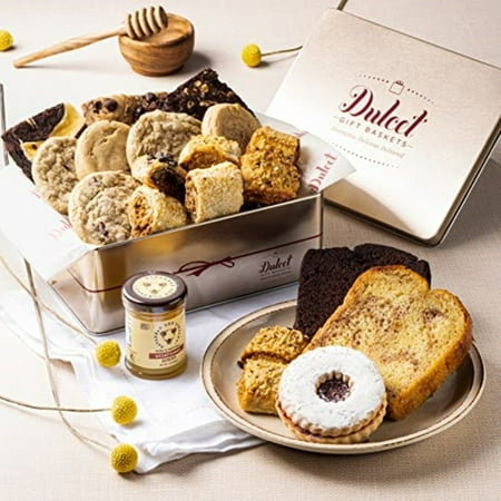 Dulcet Gift Baskets Classic Confections in a Tin Box Featuring Fresh Cakes Brownies Rugelach