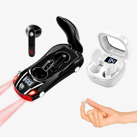 2 Pack Kids Wireless Earbuds Invisible Mini Earbuds for Kids Bluetooth Ear Buds in-Ear with LED Display, HiFi Stereo, 32H Playtime, Wireless Headphone with Mic for Android iOS Phone Laptop