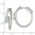 thumbnail image 2 of 925 Sterling Silver Rhodium Plated Cubic Zirconia Oval Hinged Hoop Earrings 28.3x25mm Wide 4.8mm Thick Hoop Earring for, 2 of 2