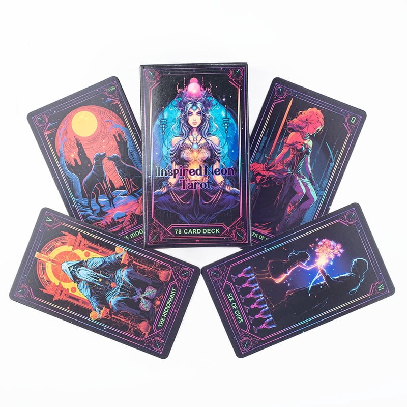 Inspired Neon Tarot Cards 10.3*6Cm  English Visions Divination Edition Deck Board Playing Games 78Cards
