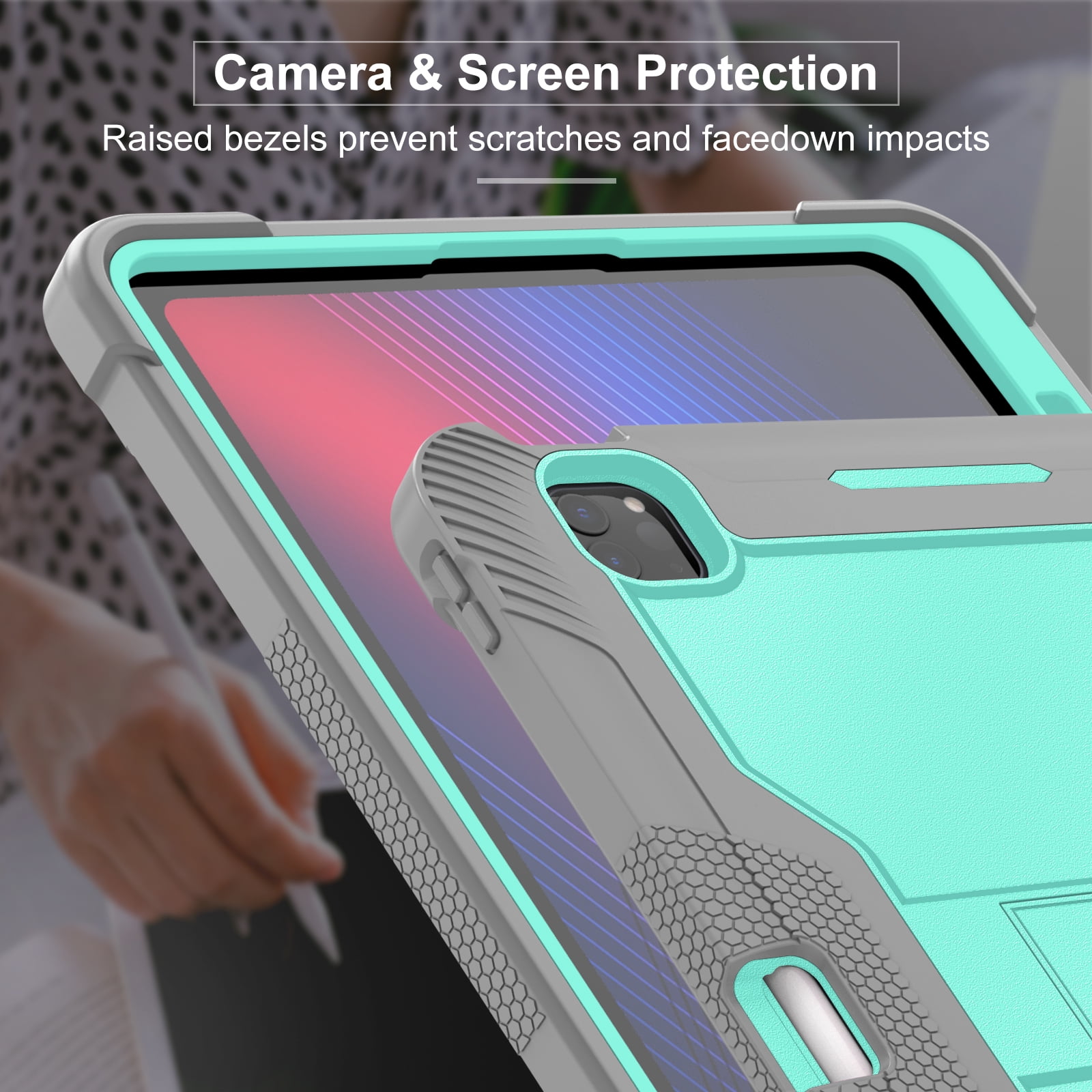 Dteck Case for iPad Pro 13 inch 2024,Heavy Duty Case 3 Layer Protection Shockproof Protective Cover Built-in Pencil Holder Kickstand for iPad Pro 13-in. (M4) 2024,Green