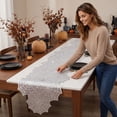 thumbnail image 6 of UALSRZL Halloween Decorations Lace Cloth, 96x18 Halloween Spider Web Table Runner, White Lace Table Runner for Halloween Party Dinner Table Wall Decor, 6 of 7