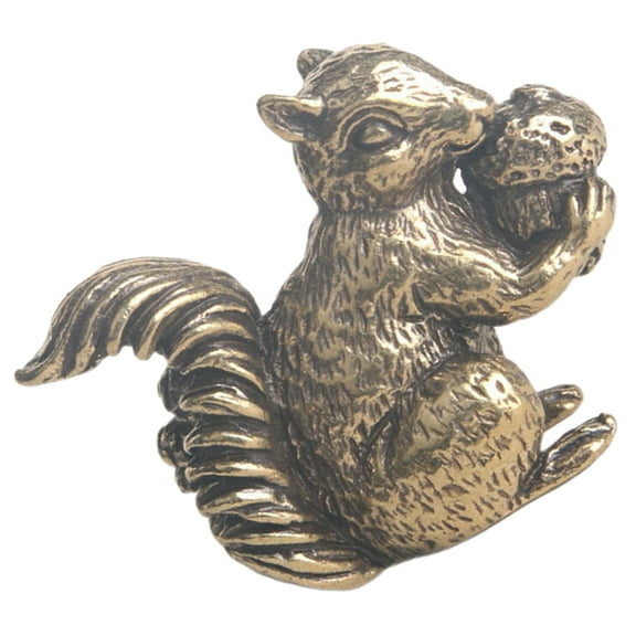 FONDOTIN Brass Squirrel Statues Small Brass Squirrel Figurine Handmade Squirrel Statue Ornament House Animal Figurines For Centerpiece Table, Garden, Home, Office