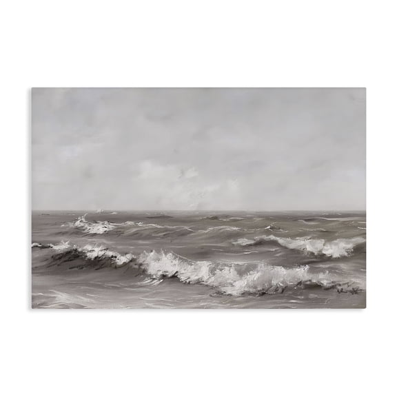 Stupell Industries Coastal Monochrome Sea Ripples Canvas Art, 24 x 16, by Jacky Ngan